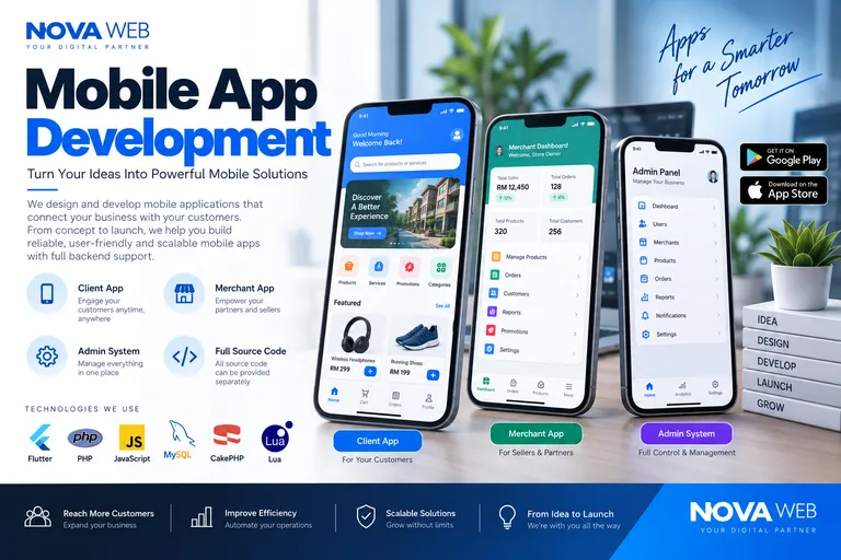 Mobile app development services in Penang by Nova Web Business