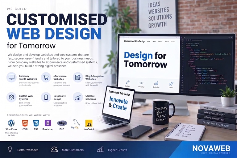 Customised web design services in Penang by Nova Web Business